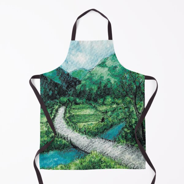 Item preview, Ink and watercolor landscape illustration / mountains and field / nature designed and sold by LauraJacome.