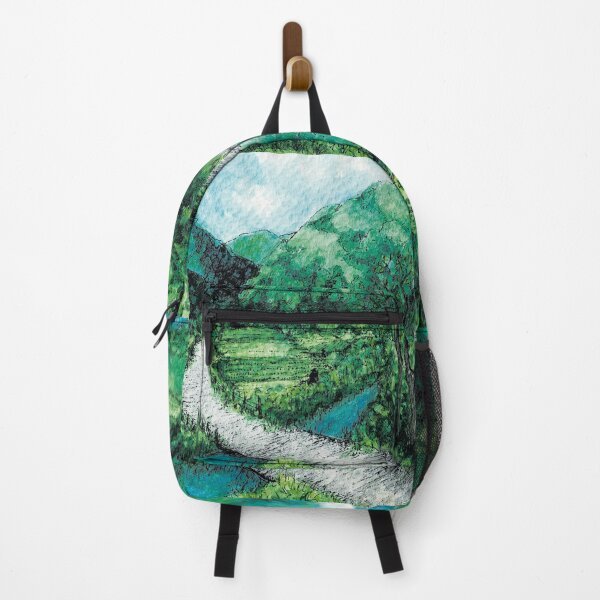Item preview, Ink and watercolor landscape illustration / mountains and field / nature designed and sold by LauraJacome.
