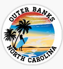 Surfing OUTER BANKS NORTH CAROLINA Surf Surfer Surfboard Waves Ocean Beach Vacation Sticker