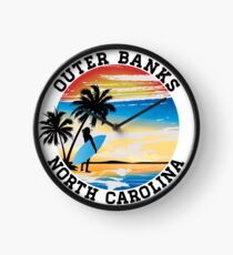 Surfing OUTER BANKS NORTH CAROLINA Surf Surfer Surfboard Waves Ocean Beach Vacation Clock