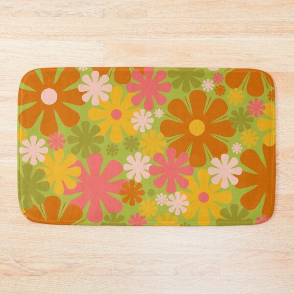 Item preview, Retro 60s 70s Aesthetic Floral Pattern Lime Green Pink Yellow Orange designed and sold by kierkegaard.