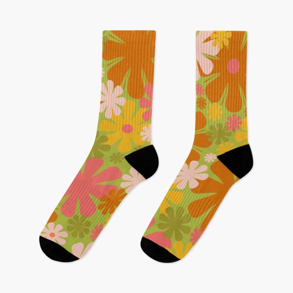 Item preview, Retro 60s 70s Aesthetic Floral Pattern Lime Green Pink Yellow Orange designed and sold by kierkegaard.