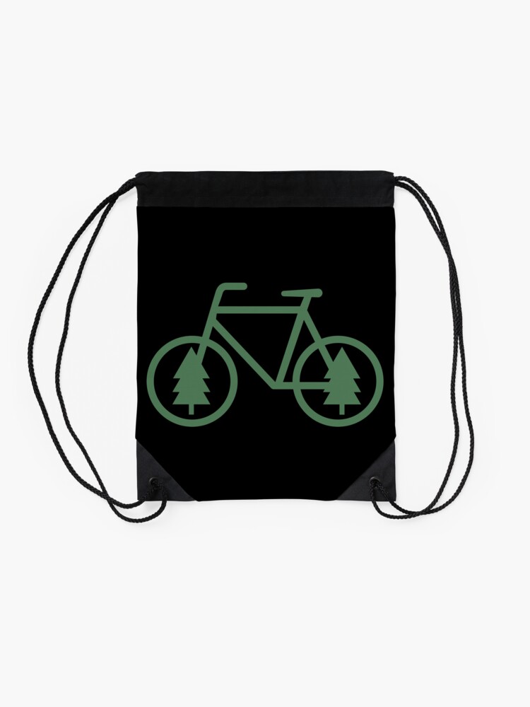 Thumbnail 2 of 3, Drawstring Bag, Pacific Northwest Bike - Pine Tree Bicycle - Cycling designed and sold by CorrieJacobs.