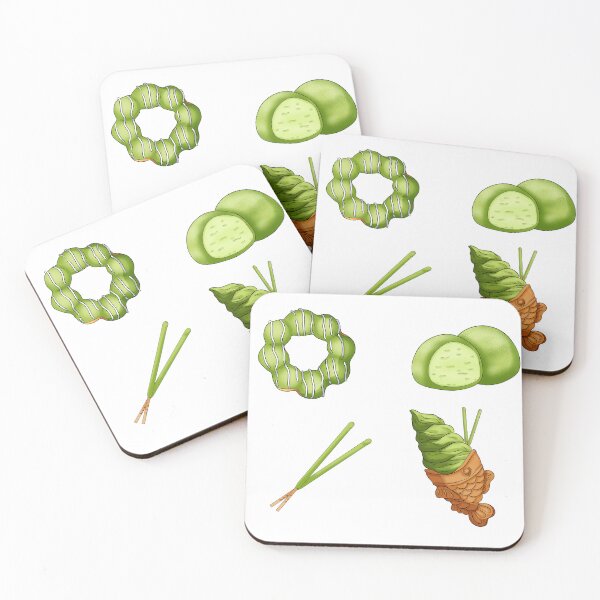 Item preview, Kawaii Matcha Asian Desserts 4 Pack/Sheet designed and sold by kawaiisweet.