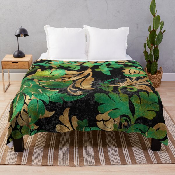 Item preview, Black, gold and jade floral leaves designed and sold by FGCART.
