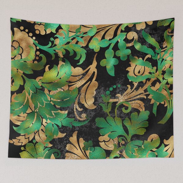 Item preview, Black, gold and jade floral leaves designed and sold by FGCART.