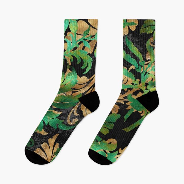 Item preview, Black, gold and jade floral leaves designed and sold by FGCART.