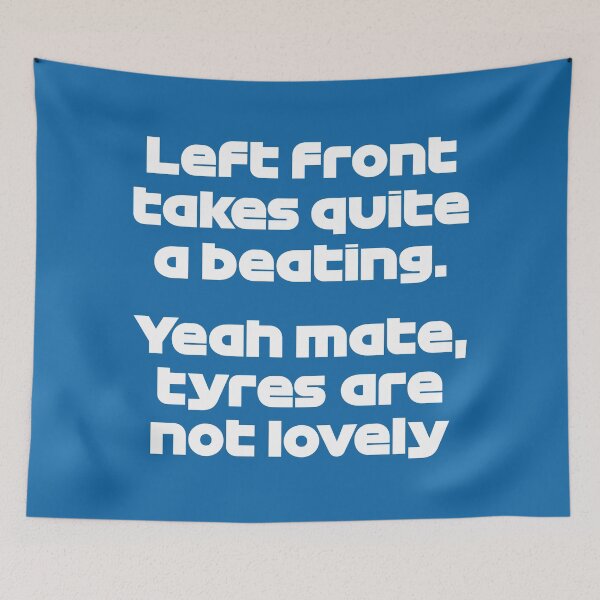 Item preview, VER. Tyres Are Not Lovely - Best Team Radio British 2022 GP (Blue BG) designed and sold by FilipeFerreira.