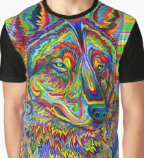 Colorful Psychedelic Rainbow Wolf Graphic T-Shirt