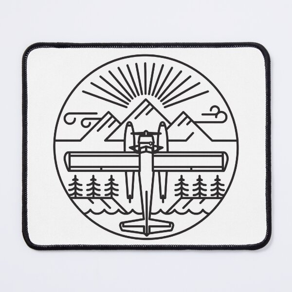Item preview, DHC-2 Beaver Floatplane & Mountains: Black Ink designed and sold by AirWaterArt.