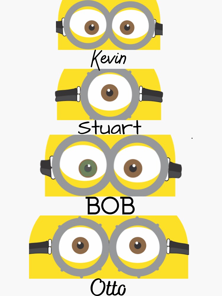 the-four-minions-together-sticker-for-sale-by-thefastthought-redbubble