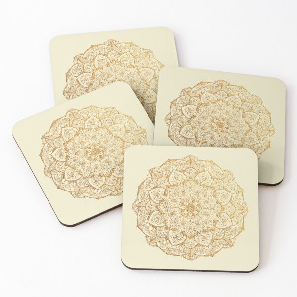 Item preview, golden textured mandala on light background designed and sold by MandalaFlowerArt.