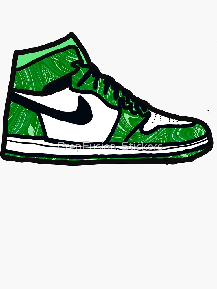 "Green Marble Jordans" Sticker for Sale by KaleyMarie Redbubble