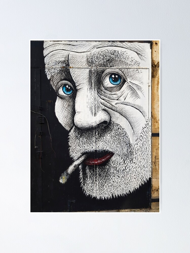 "White and Black Human Face Drawing" Poster for Sale by DigitalChickHub