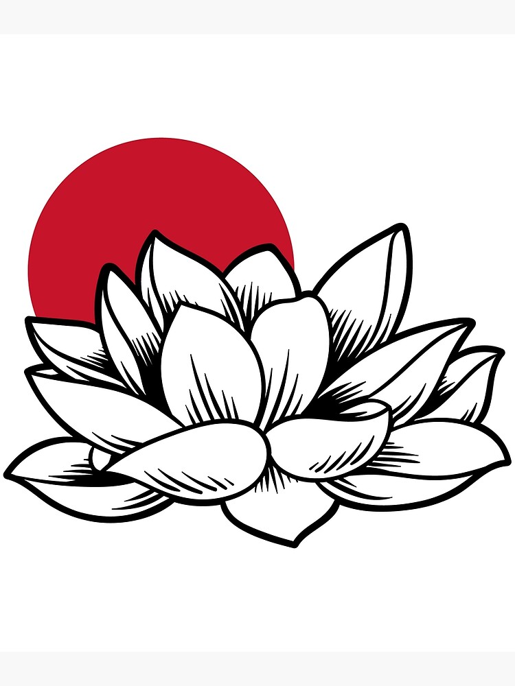 "Japanese flower red moon" Poster for Sale by Nakshoush Redbubble