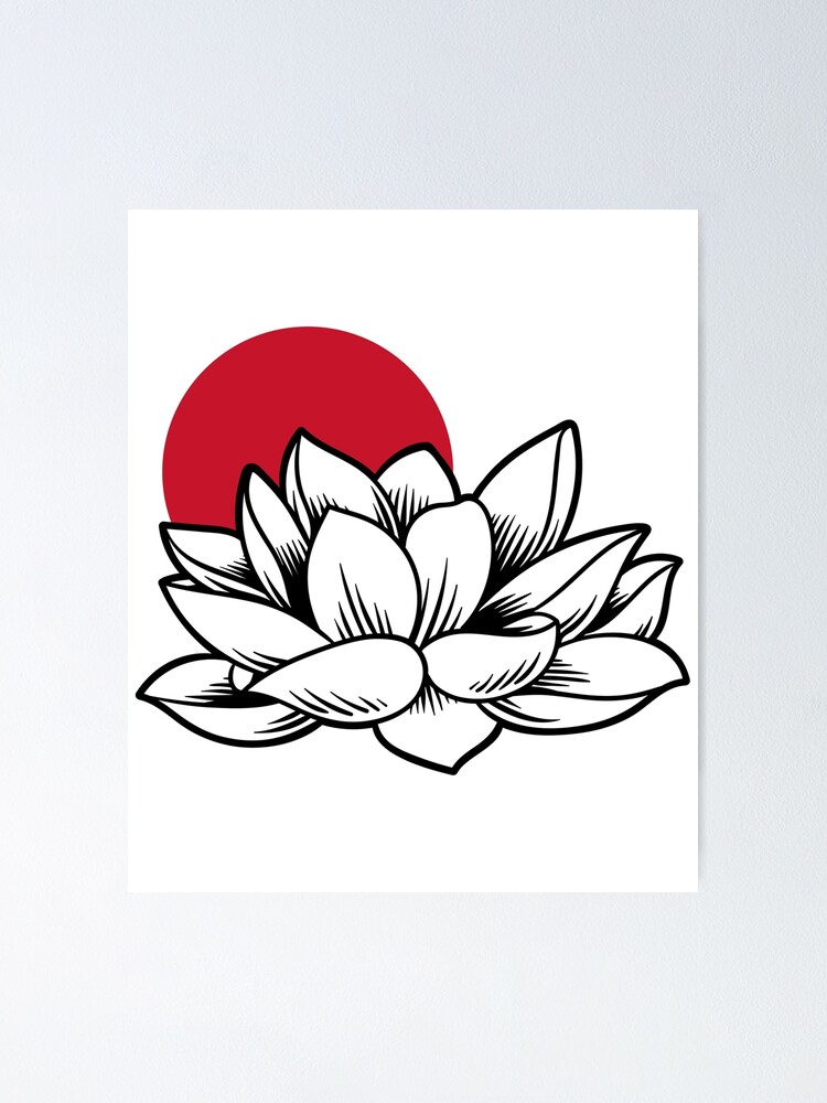 "Japanese flower red moon" Poster for Sale by Nakshoush Redbubble