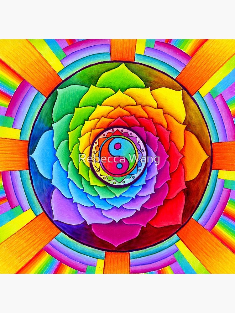 Healing Lotus Rainbow Yin Yang Psychedelic Mandala by lioncrusher
