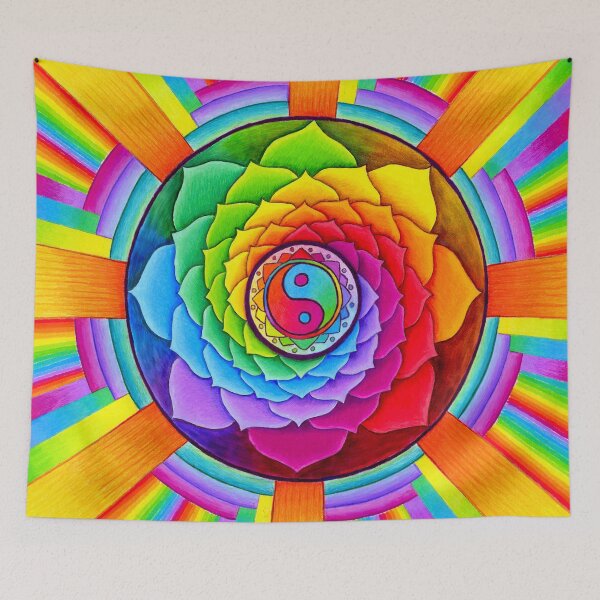 Item preview, Healing Lotus Rainbow Yin Yang Psychedelic Mandala designed and sold by Rebecca Wang.