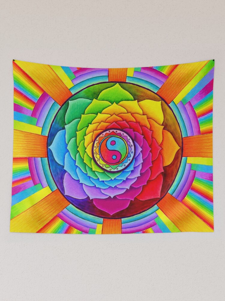 Healing Lotus Rainbow Yin Yang Psychedelic Mandala