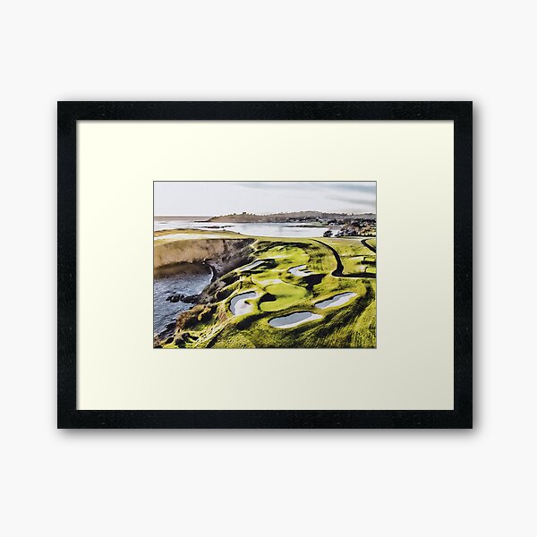 Pebble Beach Golf Course - Pebble Beach Golf Art, Pebble Beach Golf Wall Art, Pebble Beach Golf Painting, Pebble Beach Golf Prints, Golf Wall Art, Golfer Wall Art Framed Art Print