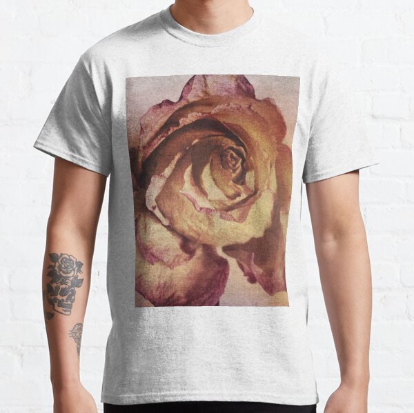 Rose in Time - Flower Lovers - Vintage Dusty Pink Rose Art Classic T-Shirt