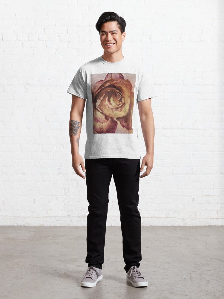 Alternate view of Rose in Time - Flower Lovers - Vintage Dusty Pink Rose Art Classic T-Shirt