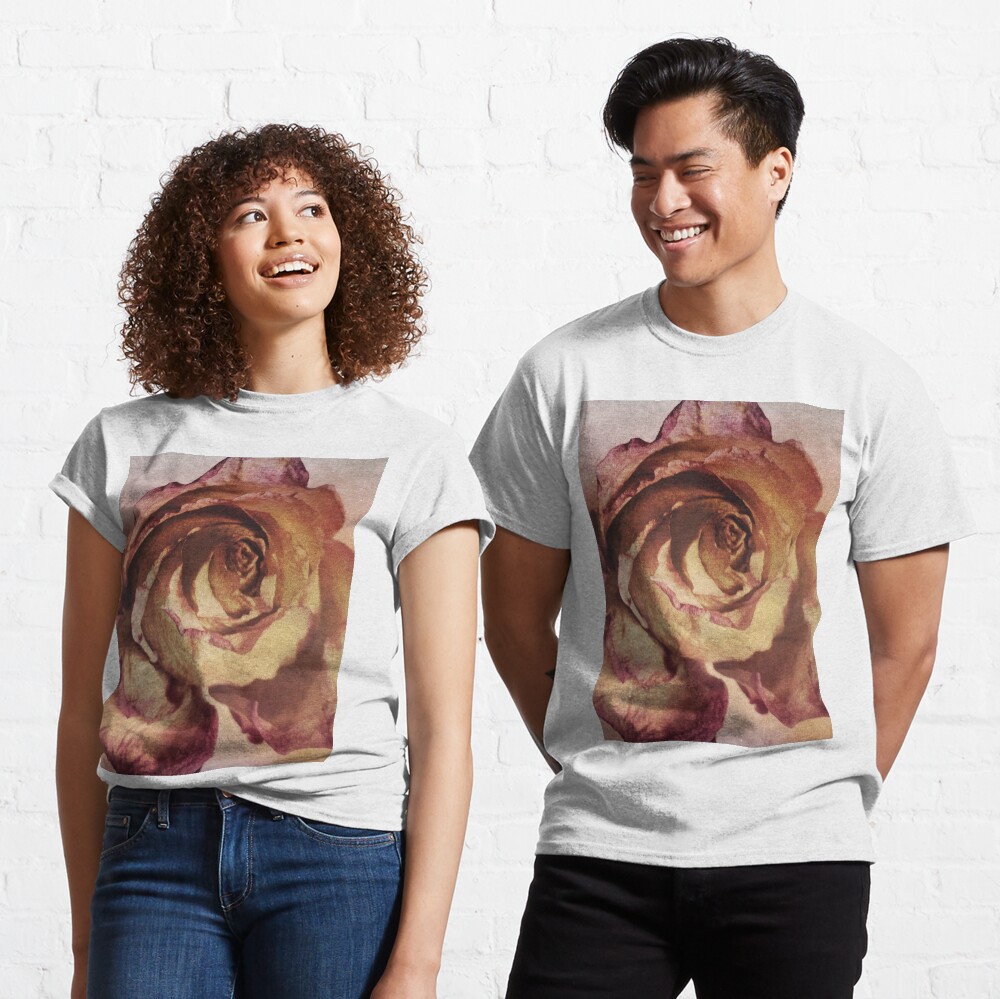 Rose in Time - Flower Lovers - Vintage Dusty Pink Rose Art Classic T-Shirt