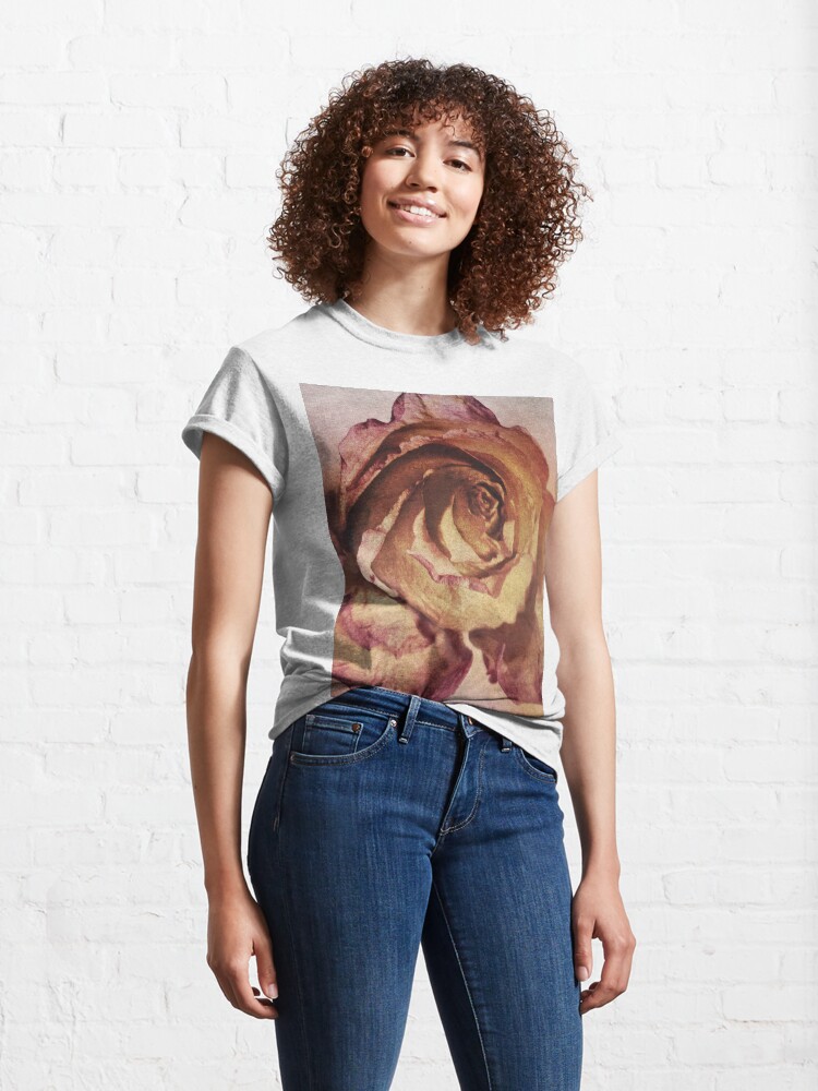 Alternate view of Rose in Time - Flower Lovers - Vintage Dusty Pink Rose Art Classic T-Shirt