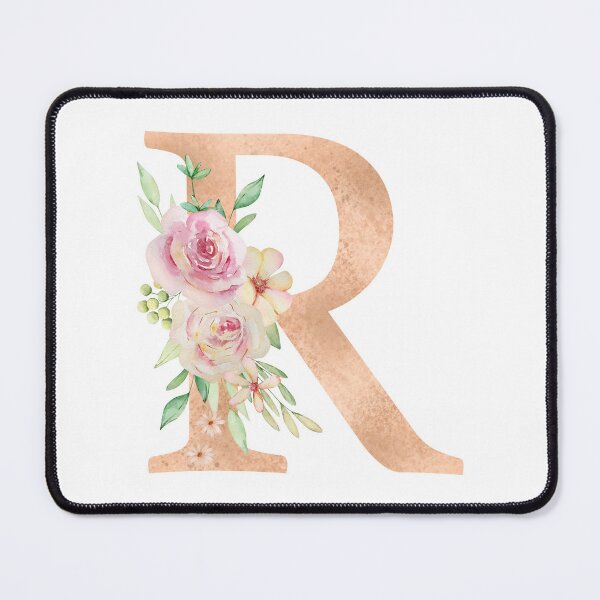 Watercolor Monogram Letter R With Pink Roses | Essential T-Shirt