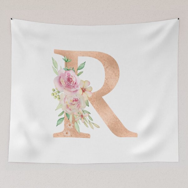 Item preview, Watercolor Monogram Letter R With Pink Roses designed and sold by silviaol.