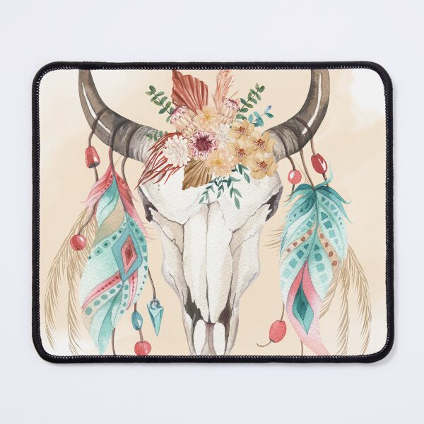Item preview, Watercolor Boho Skul with Feather designed and sold by andreapaes.