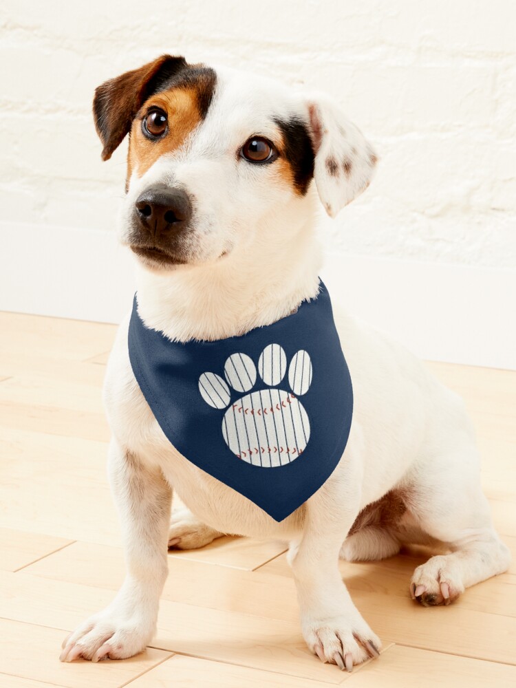 Navy Pinstripe Baseball Paw Print Pet Bandana for Sale by