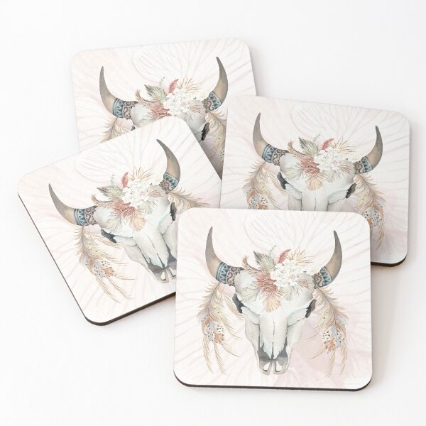 Item preview, Watercolor Cow Ckull, Bull Skull, Floral Skull designed and sold by andreapaes.
