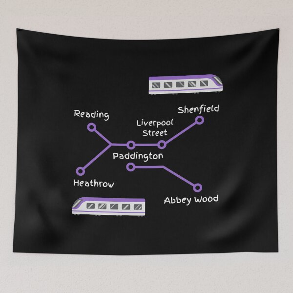 Item preview, Elizabeth Line Purple Train Map on Black designed and sold by LoloTrends.