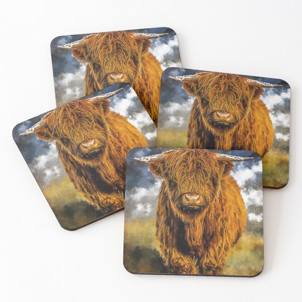 Item preview, Adorable Long Haired Highland Cattle Cow, Highland Scottish Cattle Cow Lover, Fluffy Highland cattle Cow Oil Paint, Cute Hairy Farm Animal designed and sold by Trendymotion.