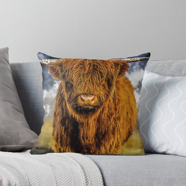 Item preview, Adorable Long Haired Highland Cattle Cow, Highland Scottish Cattle Cow Lover, Fluffy Highland cattle Cow Oil Paint, Cute Hairy Farm Animal designed and sold by Trendymotion.