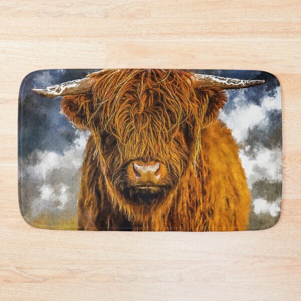 Item preview, Adorable Long Haired Highland Cattle Cow, Highland Scottish Cattle Cow Lover, Fluffy Highland cattle Cow Oil Paint, Cute Hairy Farm Animal designed and sold by Trendymotion.