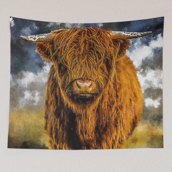 Item preview, Adorable Long Haired Highland Cattle Cow, Highland Scottish Cattle Cow Lover, Fluffy Highland cattle Cow Oil Paint, Cute Hairy Farm Animal designed and sold by Trendymotion.