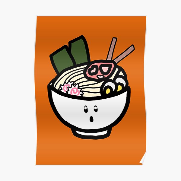 "Cute Funny Ramen Bowl Surprised Look Cute Funny Japanese Noodles" Poster for Sale by