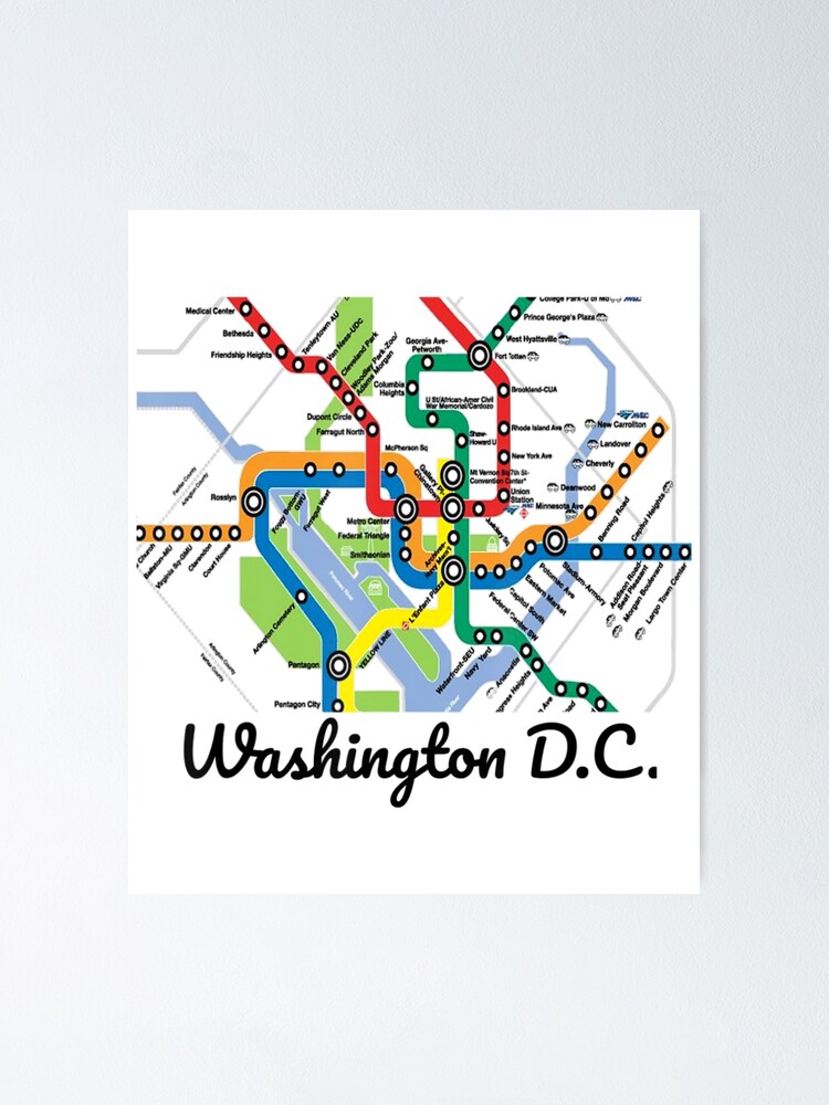 Metro Map Of Washington Dc Art City Rail Transit Subway