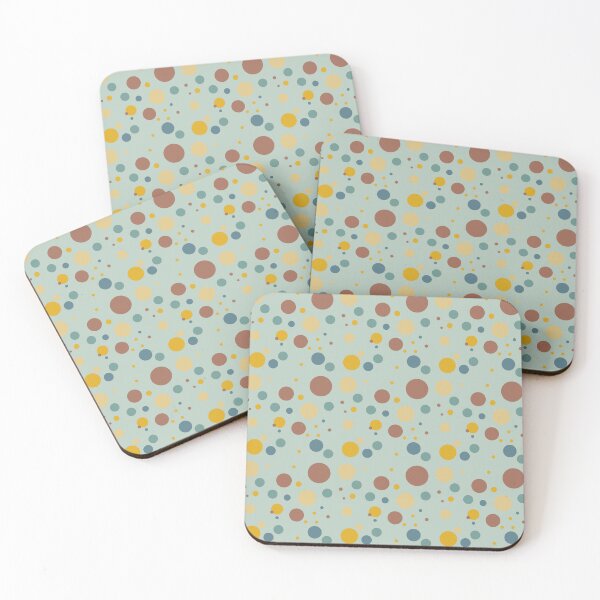 Item preview, Dots Dots Dots Polka Dots Circles Mustard Brown Tan blue pale green designed and sold by fairy-taler.