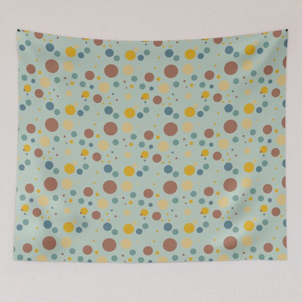 Item preview, Dots Dots Dots Polka Dots Circles Mustard Brown Tan blue pale green designed and sold by fairy-taler.