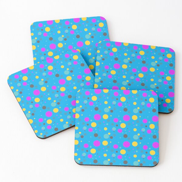 Item preview, Summer 70s 60s Seventies Sixties Retro Vintage Polka Dots Dots Dots Polka Dots Circles Electric Blue Pink Yellow  designed and sold by fairy-taler.
