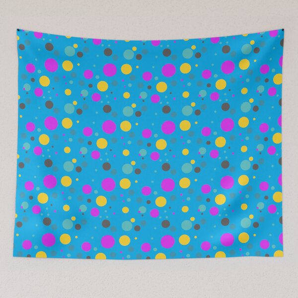 Item preview, Summer 70s 60s Seventies Sixties Retro Vintage Polka Dots Dots Dots Polka Dots Circles Electric Blue Pink Yellow  designed and sold by fairy-taler.