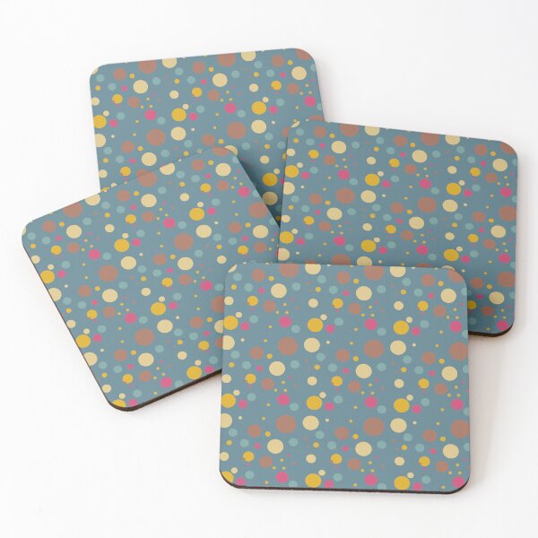 Item preview, Summer 70s 60s Seventies Sixties Retro Vintage Polka Dots Dots Dots Polka Dots Circles Mustard Brown Tan blue pale green designed and sold by fairy-taler.