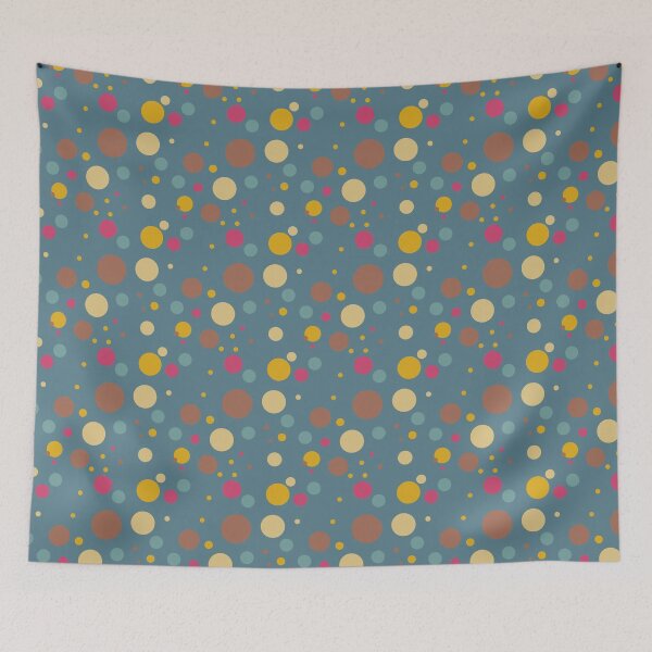 Item preview, Summer 70s 60s Seventies Sixties Retro Vintage Polka Dots Dots Dots Polka Dots Circles Mustard Brown Tan blue pale green designed and sold by fairy-taler.