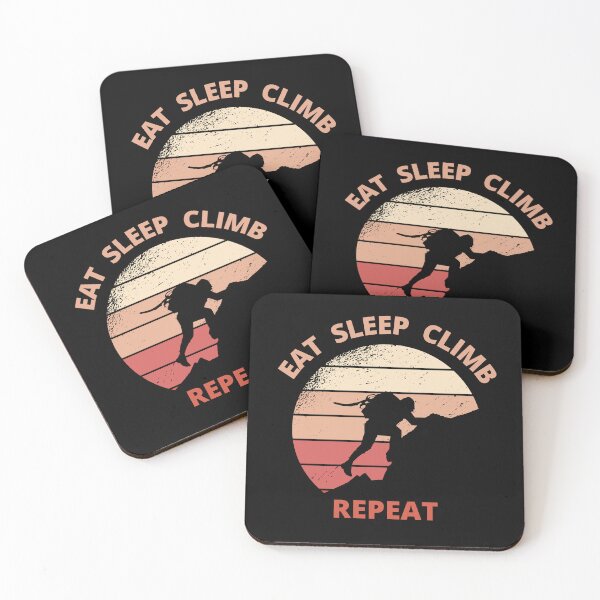 Item preview, Rock Climbing Retro Sunset Mountain Climbing Hiking Eat Sleep Climb Repeat designed and sold by Teez-Me.