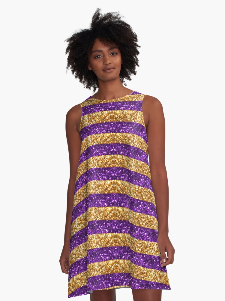 Crawfish Purple & Gold Gameday Chest Stripe Rugby Dress