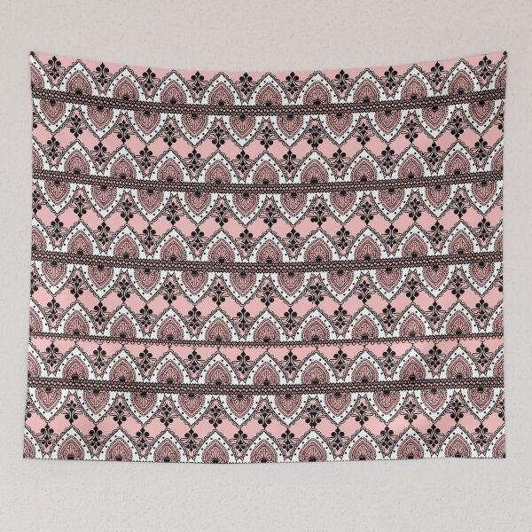 Item preview, Blush Pink Black and White Ornate Lace Pattern designed and sold by Blkstrawberry.