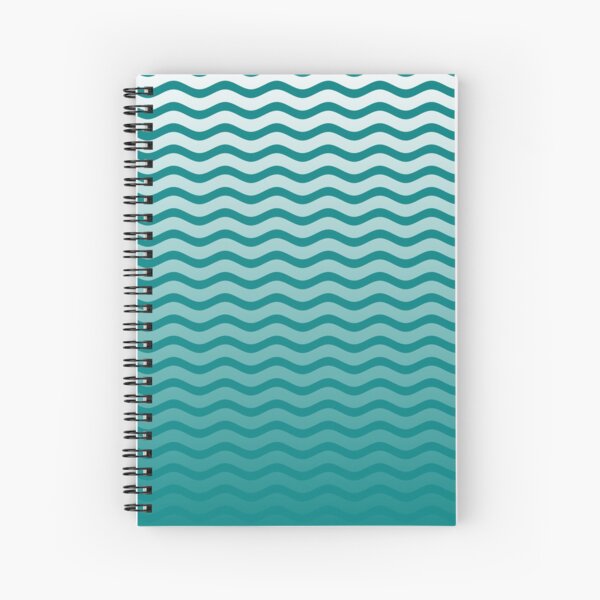Teal and White Faded Chevron Wave Spiral Notebook
